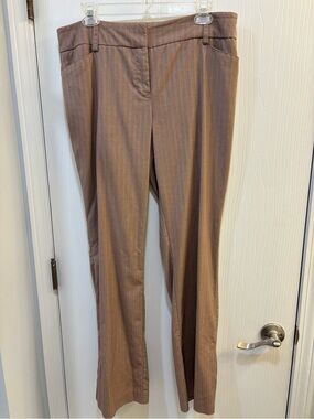 New York & Company Beige Pinstripe Straight-Leg Trousers